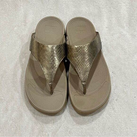 FitFlop Lulu Metallic Snake Flip-Flop Size 10 - Picture 4 of 14